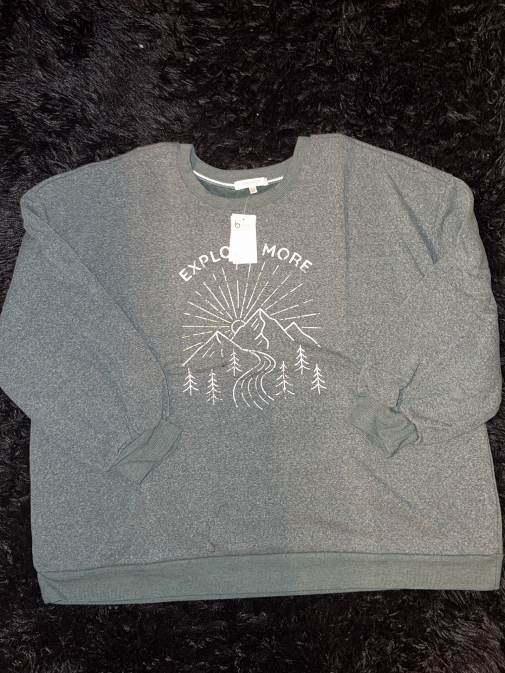 Women's Gray 'Explore More' Graphic Crewneck Sweater
